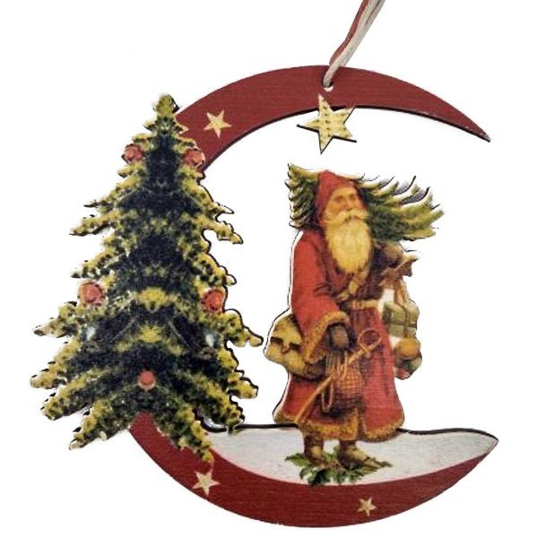 Χριστουγεννιάτικο Ξύλινο Στολίδι, με Έλατο και Αγγελάκια (13cm)